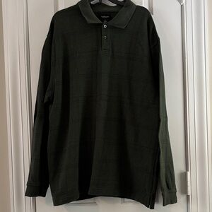 Van Heusen Men's Dark Green Long Sleeve Polo